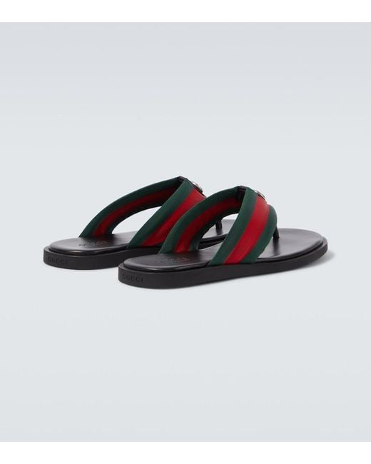 Gucci Blue Gg Web Stripe Slides for men