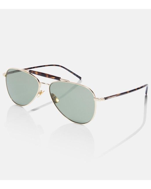 Saint Laurent Gray Sl Logo Aviator Sunglasses