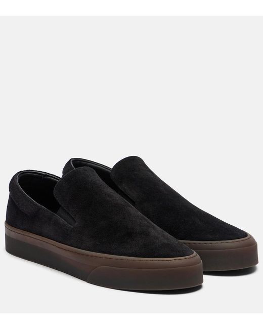 The Row Black Mh Suede Slip-On Shoes
