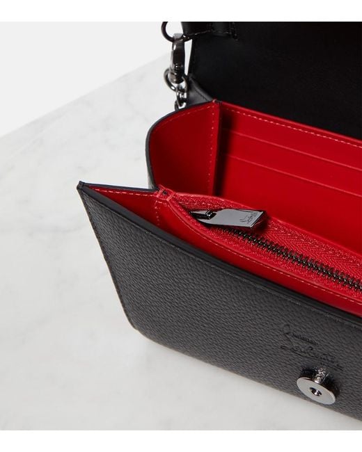 Christian Louboutin Black Paloma Embellished Leather Wallet On Chain