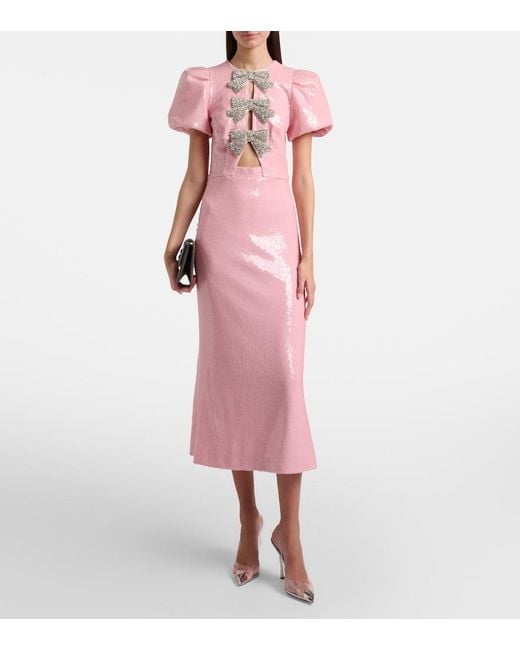 Rebecca Vallance Pink Lydia Cutout Sequined Cocktail Dress