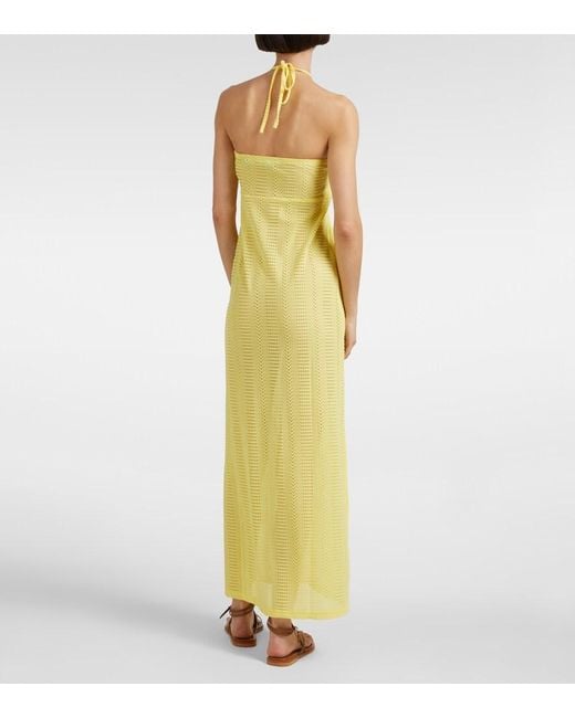 Melissa Odabash Yellow Mila Semi-Sheer Halterneck Maxi Dress