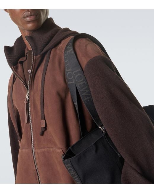 Loewe Black Flex Medium Canvas And Suede Tote Bag for men