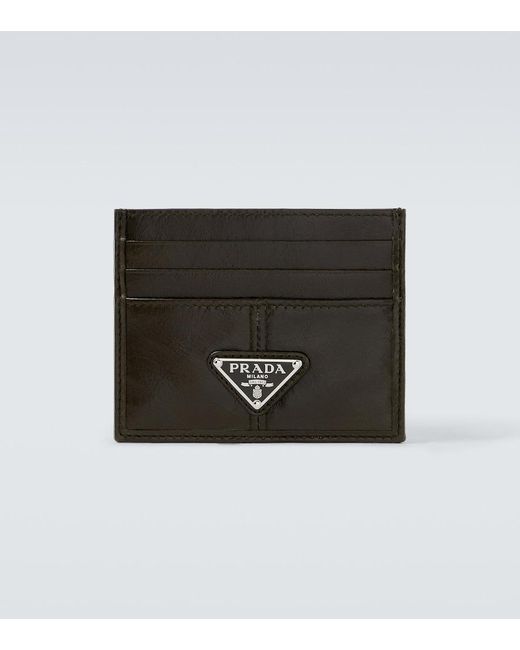 Prada Black Logo Leather Card Holder for men