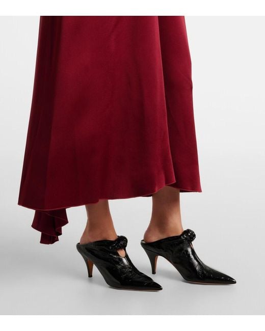 Victoria Beckham Red Draped Crepe Satin Midi Dress