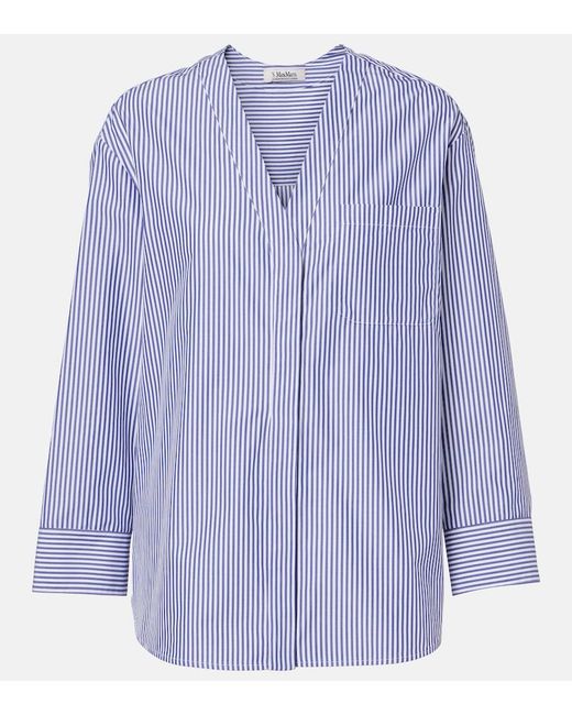 Max Mara Blue Chicca Cotton Poplin Shirt
