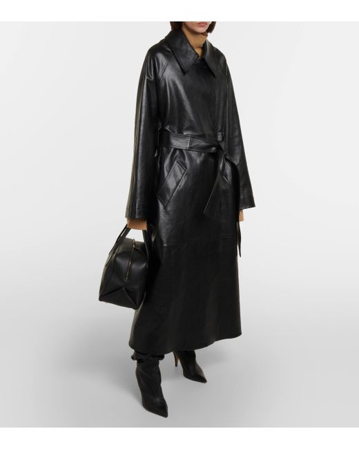 Khaite Black Minnie Oversized Leather Trench Coat
