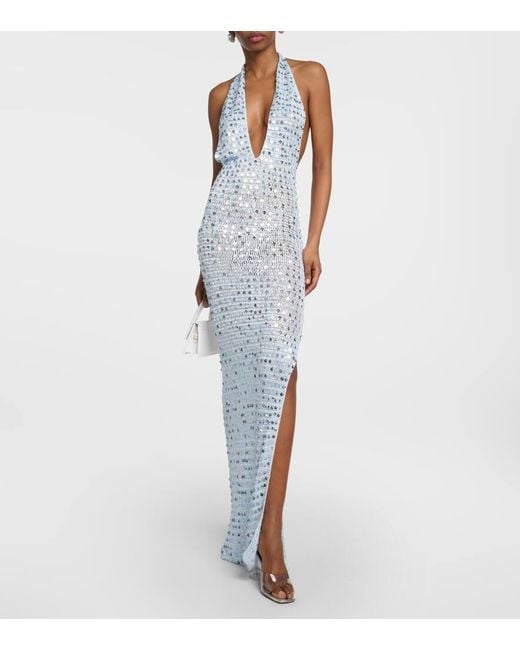 aya muse blue dress AYA MUSE Merano Knit Mini Dress in Blue  Clutch