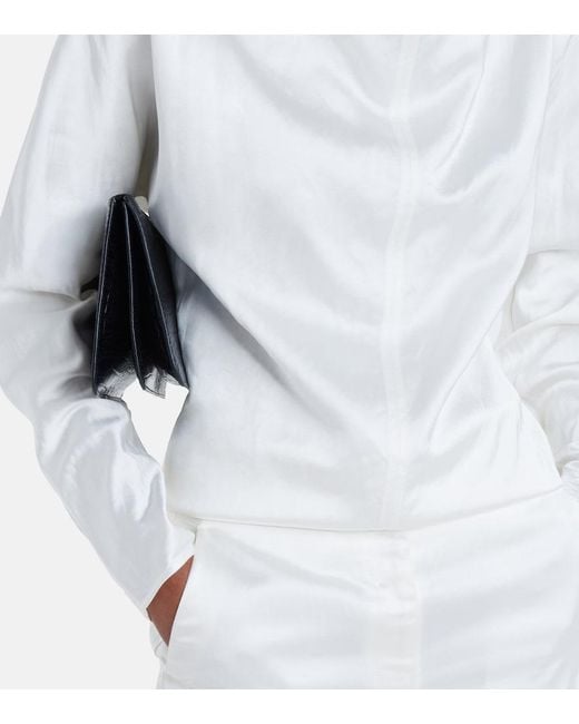 Totême White Draped Satin Blouse