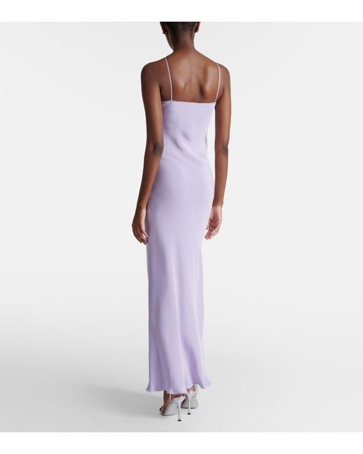 Rodarte Purple Floral-Applique Silk Crepe Maxi Dress