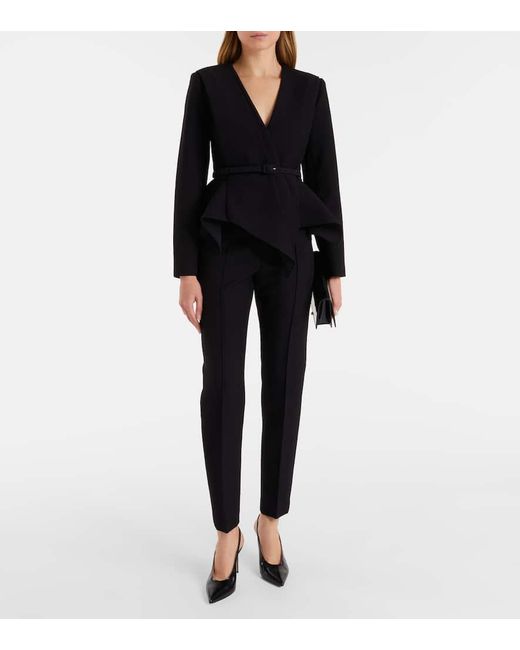 Roland Mouret Blue Crepe Slim Pants