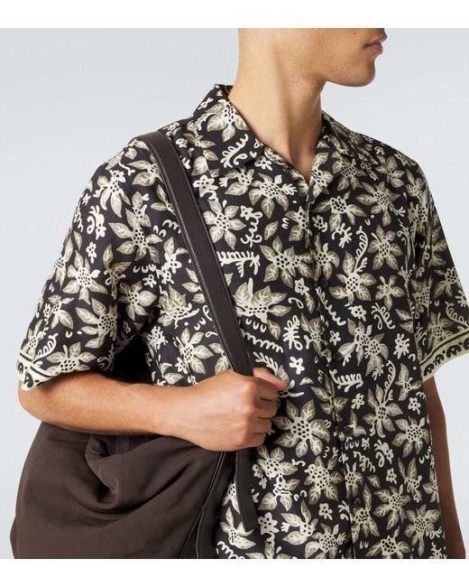 Commas Black Printed Cotton And Silk Bowling Shirt for men