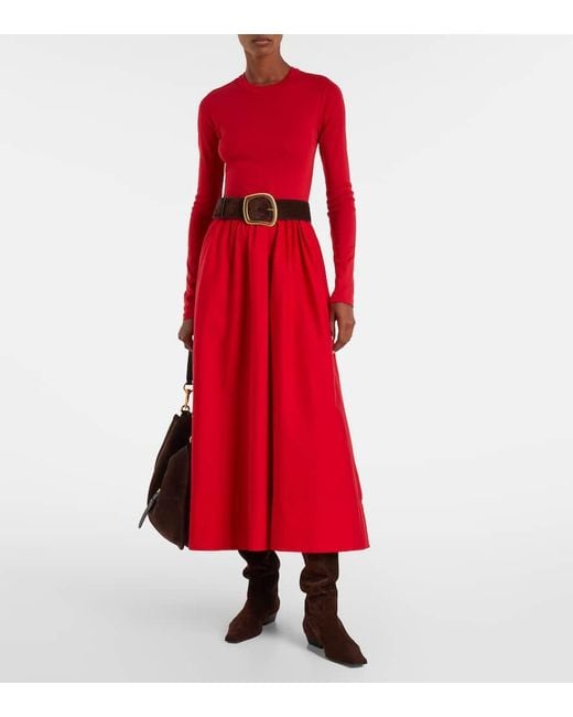 Polo Ralph Lauren Red Cotton Midi Dress