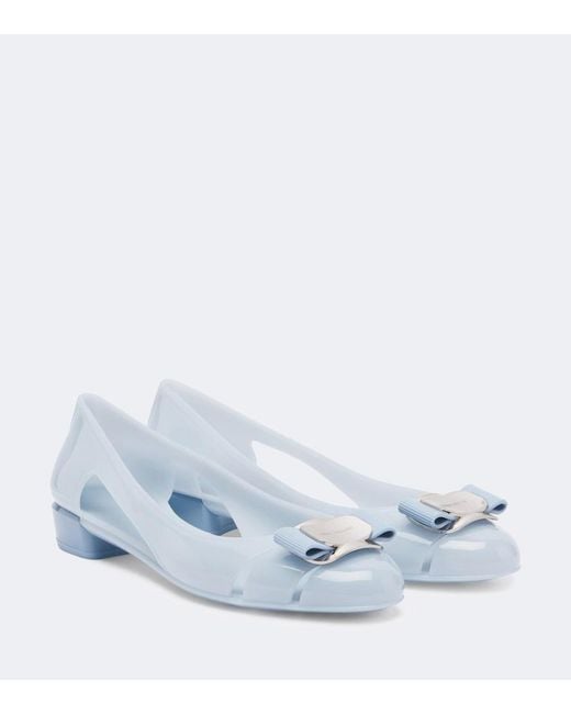 Ferragamo Blue Nara Ballet Flats