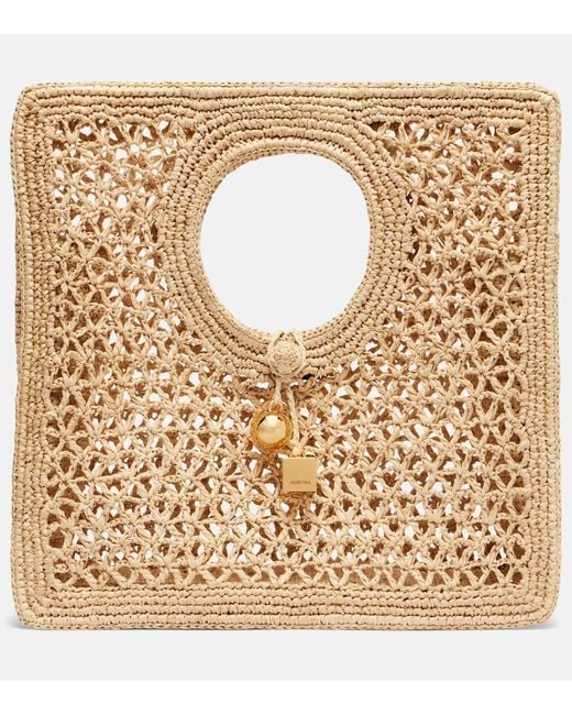 Jacquemus Metallic Tote Bag Spiaggia Small Aus Raffiabast