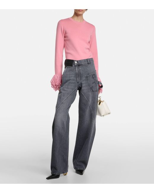 J.W. Anderson Pink Fringed Wool-blend Sweater