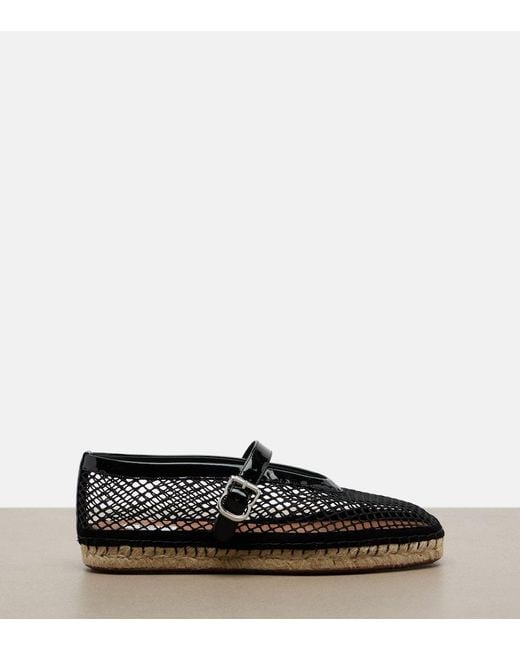 Alaïa Black Fishnet Leather-Trimmed Espadrilles