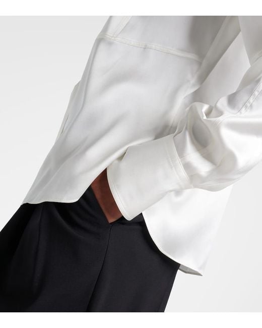 Blusa de saten de mezcla de seda Brunello Cucinelli de color White