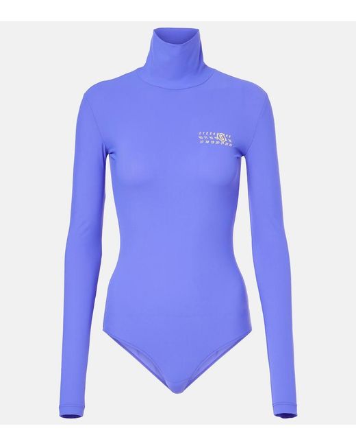 MM6 by Maison Margiela Blue Logo Jersey Bodysuit