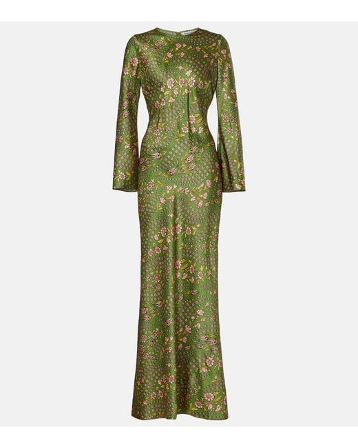 Veronica Beard Green Gemma Floral Silk-Blend Maxi Dress