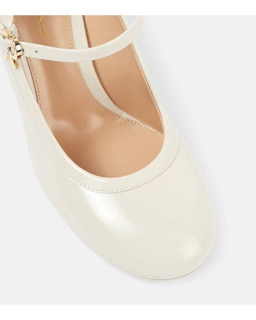 Gianvito Rossi White 85 Patent Leather Mary Jane Pumps