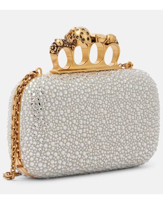 Alexander McQueen Metallic Skull Knuckle Embellished Clutch