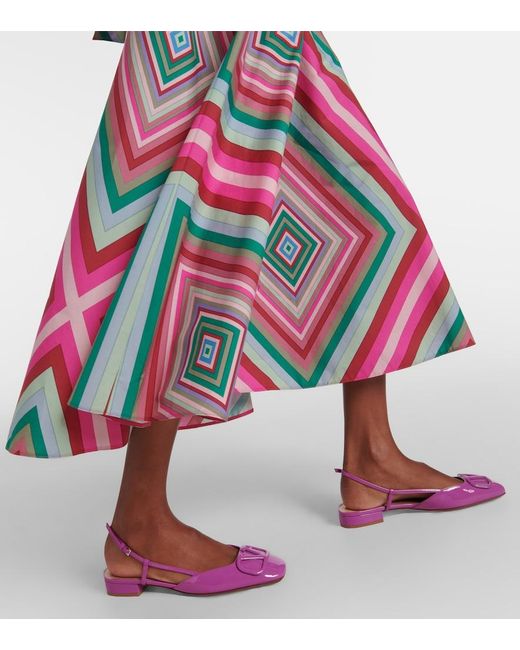 Valentino Pink Rhombus 75 Cotton Poplin Maxi Skirt