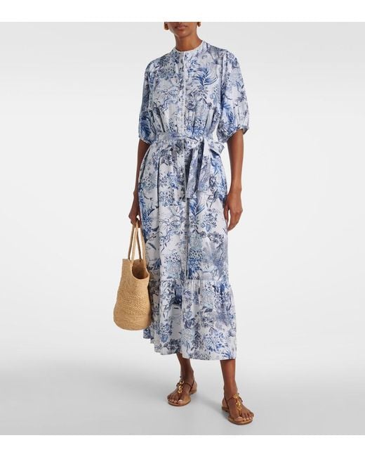 Melissa Odabash Blue Kitty Cotton And Linen Shirt Dress