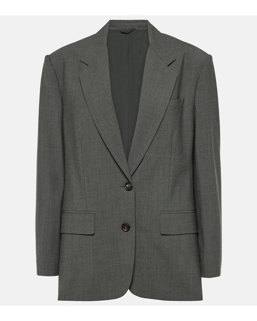 Brunello Cucinelli Green Oversized Wool-Blend Blazer