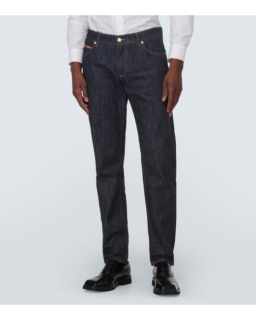 Dolce & Gabbana Blue Mid-Rise Slim Jeans for men