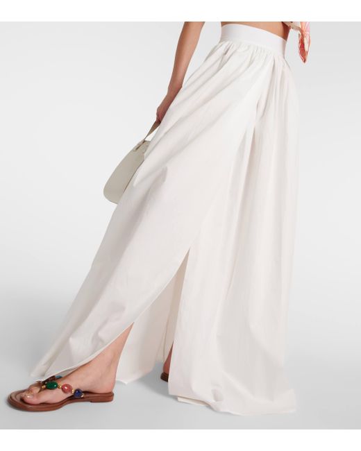 Adriana Degreas White Cotton Poplin Maxi Skirt