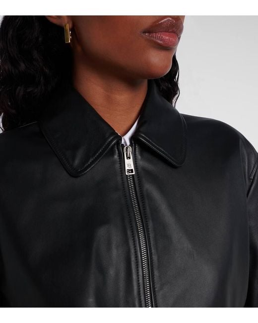 Ralph Lauren Black Coale Leather Bomber Jacket