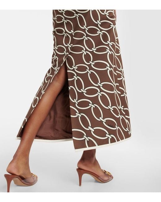 Valentino Natural Chain-Print Maxi Skirt