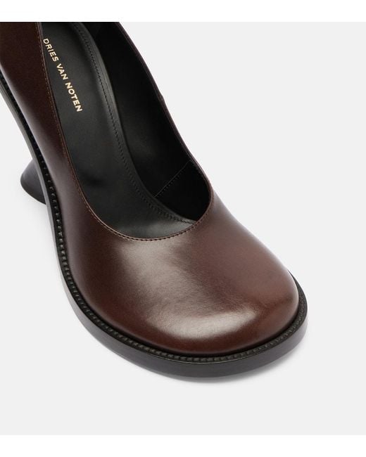 Dries Van Noten Brown 95 Leather Wedges