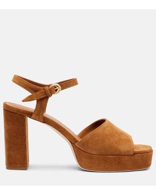 Staud Brown Jodie 105 Suede Platform Sandals