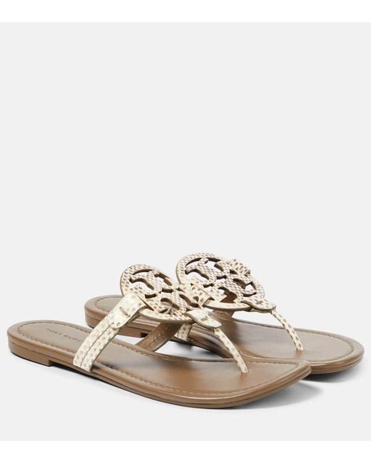 Tory Burch White Miller Leather Thong Sandals