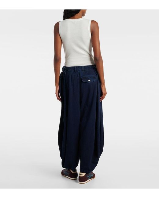 Loewe Blue Draped Wide-Leg Jeans