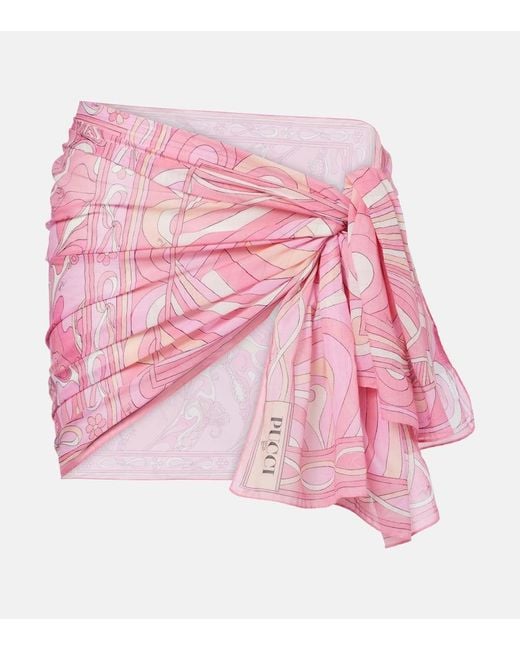 Emilio Pucci Pink Patchwork Cotton Beach Cover-Up