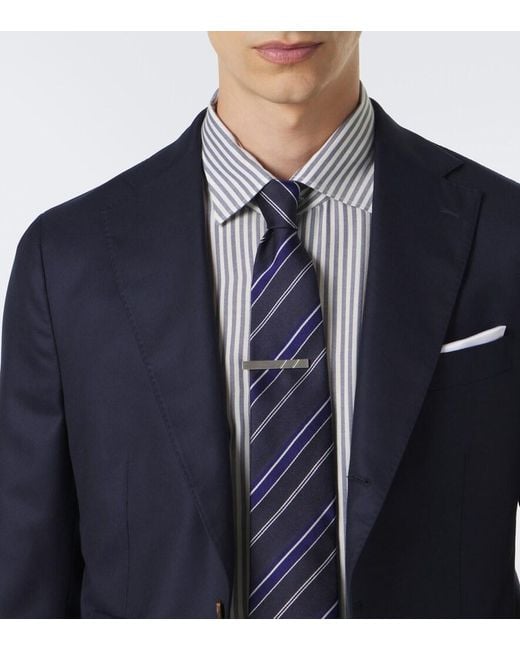 Eleventy Gray Striped Twill Shirt for men