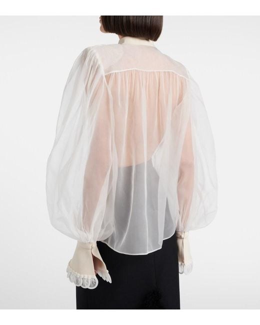 Valentino White Sheer Silk Organza Blouse