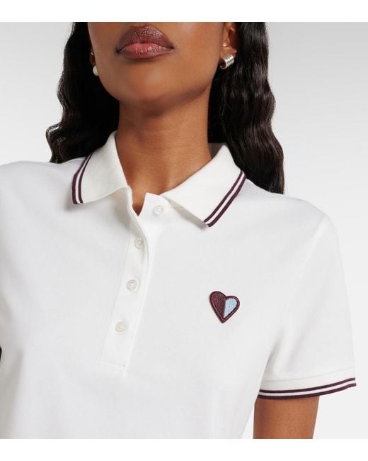 Tory Burch White Cotton-Blend Pique Polo Shirt