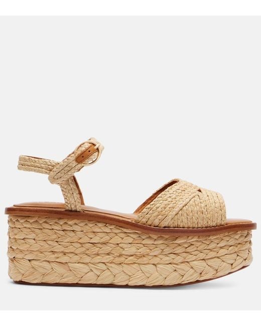 Robert Clergerie Brown Arty Raffia Platform Sandals