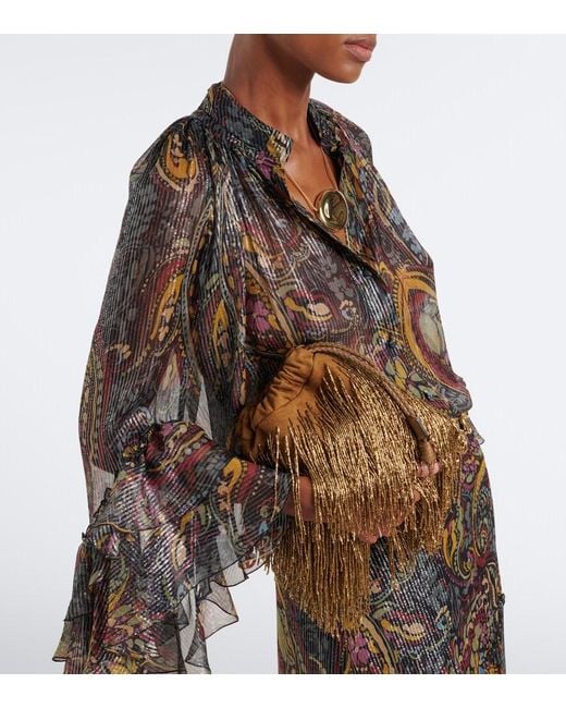 Etro Brown Kalispera Small Fringed Suede Shoulder Bag