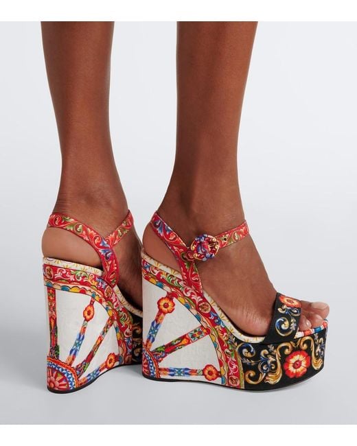Dolce & Gabbana Red Carretto Platform Sandals