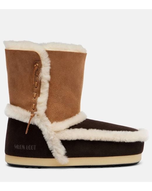 Moon Boot Brown Ankle Boots Evax Aus Veloursleder Mit Shearling