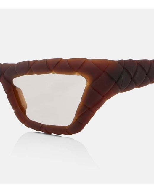 Bottega Veneta Brown Knot Intrecciato Cat-Eye Sunglasses