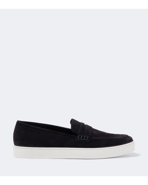 Manolo Blahnik Black Ellis Suede Penny Loafers for men