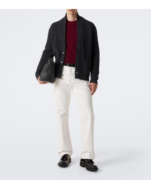 Allude Black Ribbed-Knit Wool And Cashmere Cardigan for men