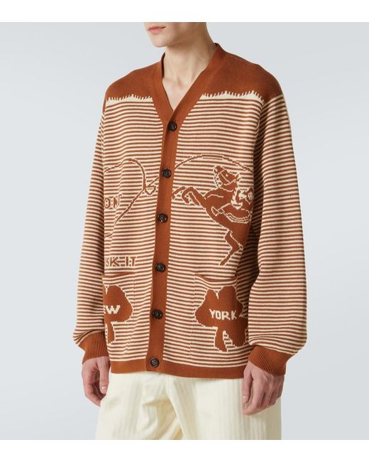 Bode Brown Buckaroo Striped Cotton Cardigan for men