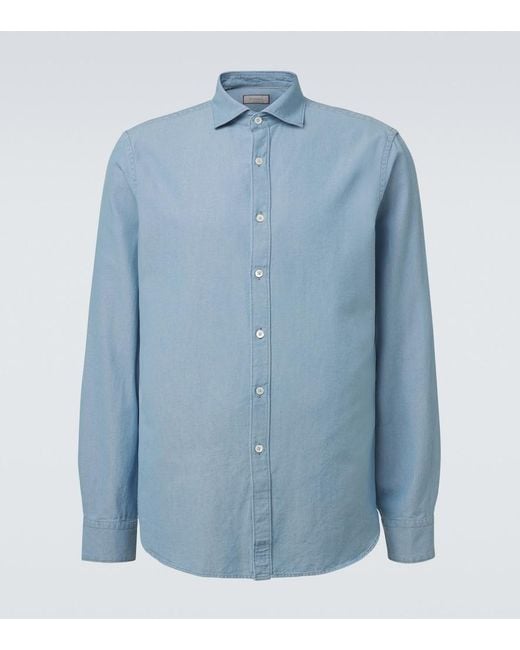 Canali Blue Cotton Shirt for men